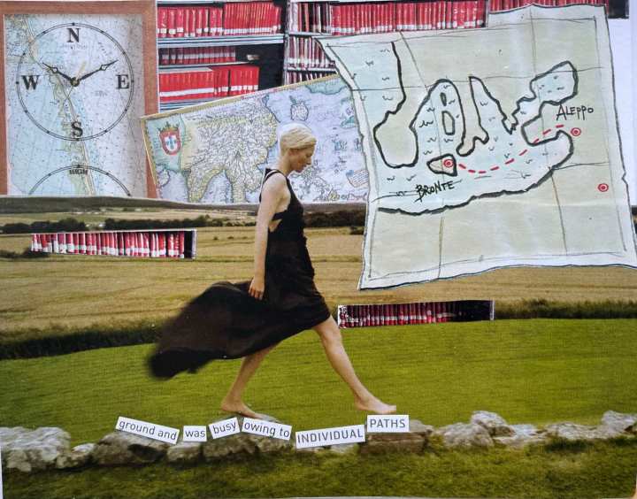 A step at a time - analog hand-cut collage by Diana Zahuranec