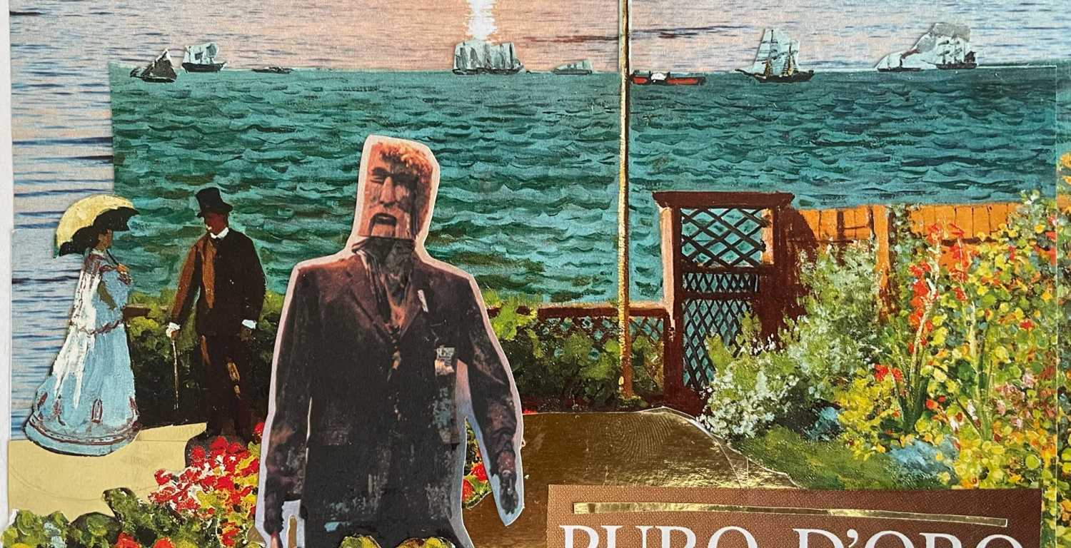 Gold Road Gatekeeper, analog collage by Diana Zahuranec