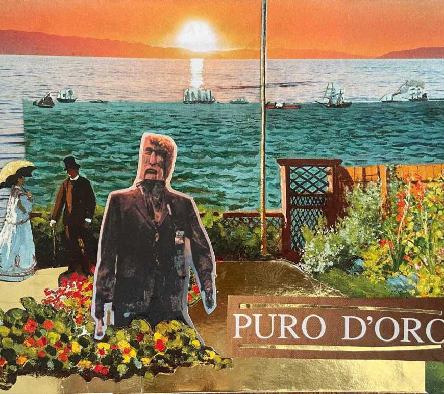 Gold Road Gatekeeper, analog collage by Diana Zahuranec