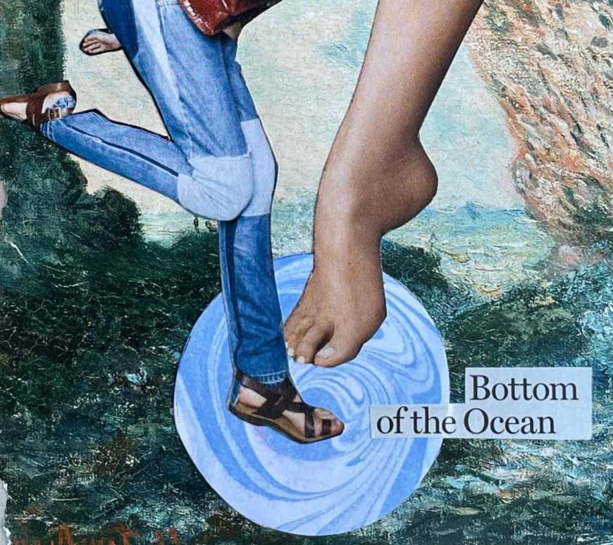 "Dipping and diving," hand-cut collage by Diana Zahuranec