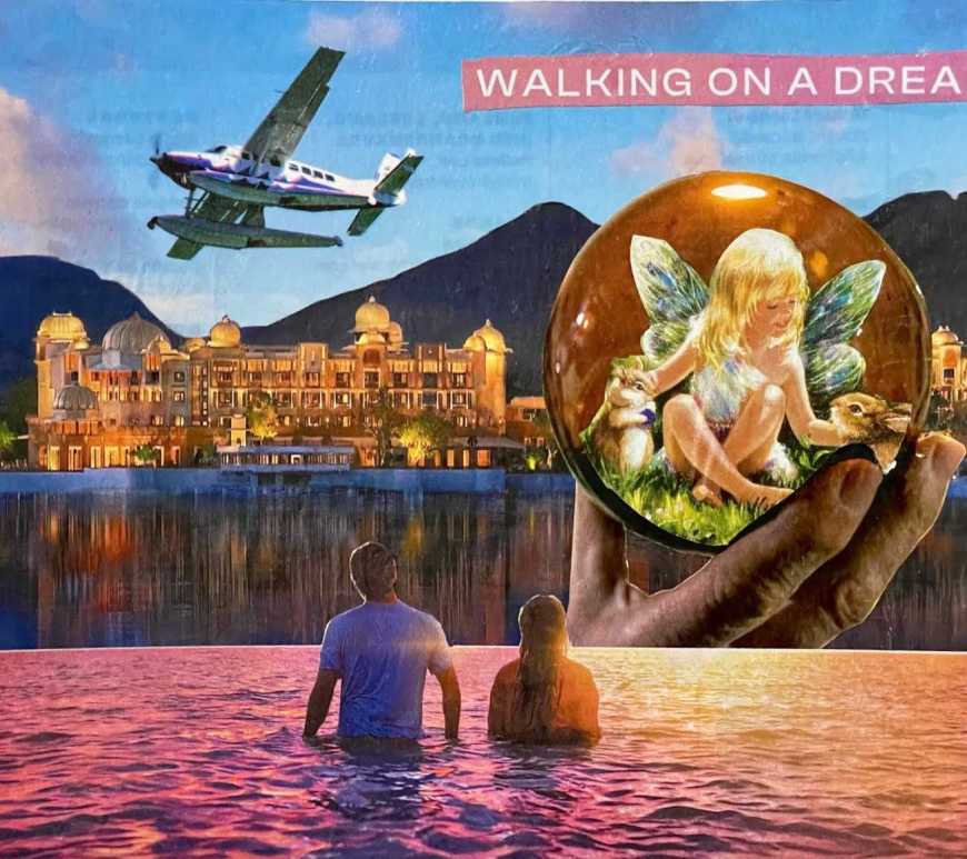 “Dream Walkers” hand-cut collage by Diana Zahuranec.