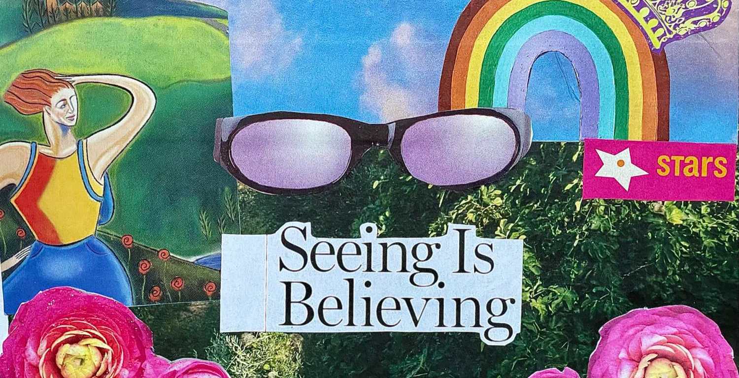 Seeing Roses, hand-cut collage by Diana Zahuranec