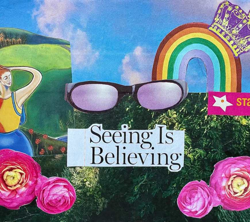 Seeing Roses, hand-cut collage by Diana Zahuranec