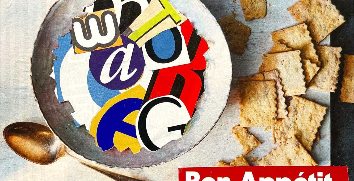 "Word Soup" hand-cut collage by Diana Zahuranec